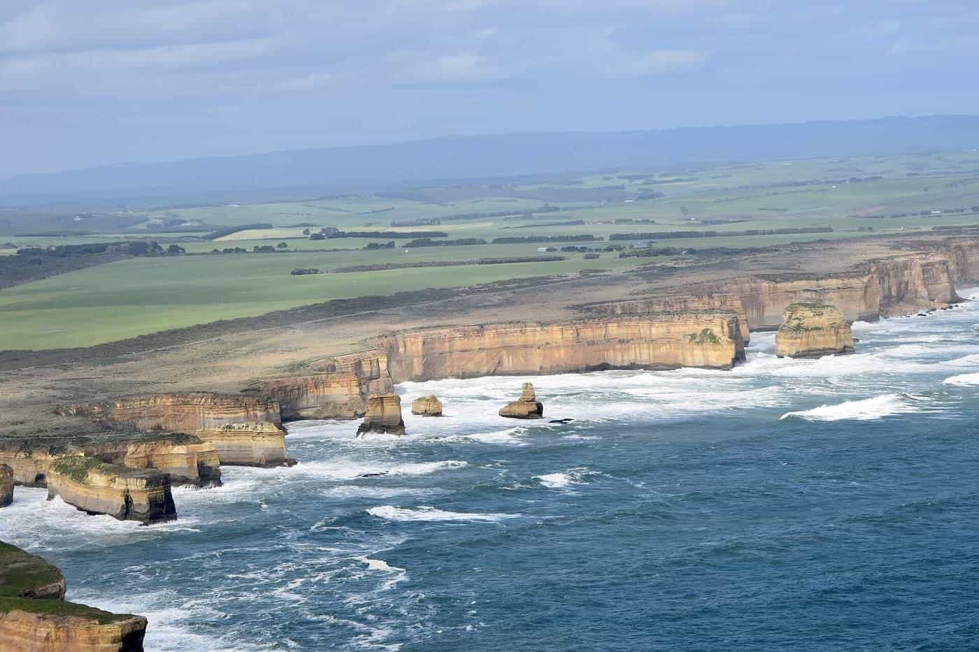 Clouds and sea over the Twelve Apostles and cliffs